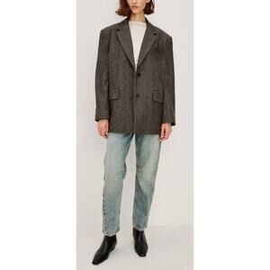 Rails Bridges Boyfriend Blazer Jacket Camel Black Herringbone Button S NWT